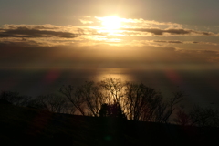 朝日に向かって