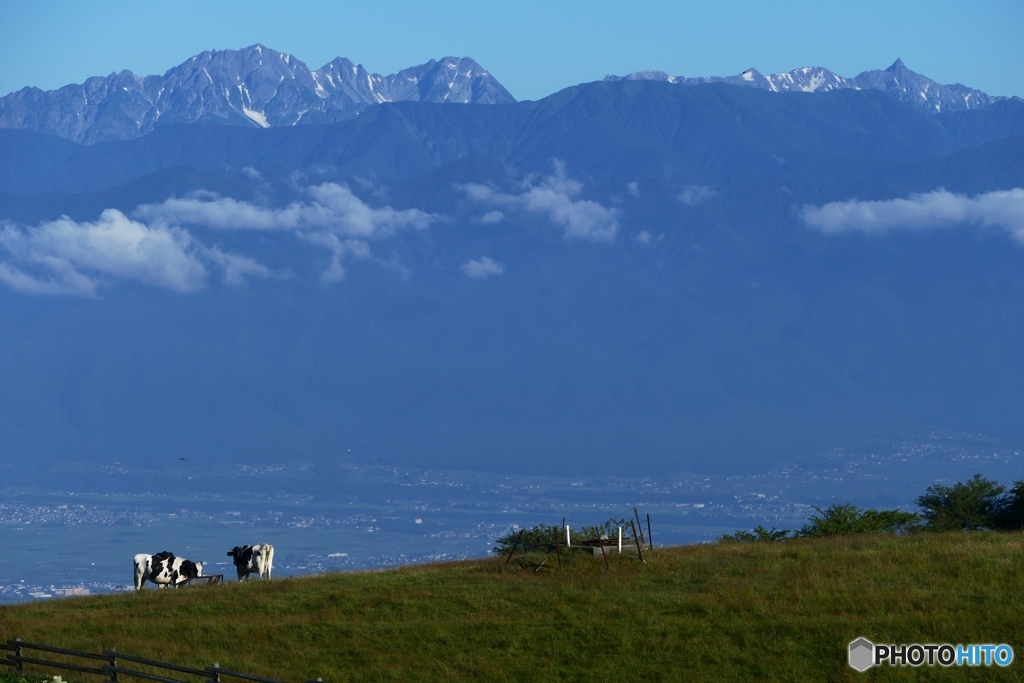 北アルプス槍穂高を望む３