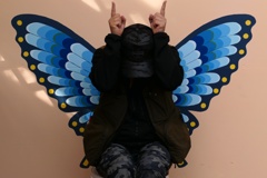 蝶のつもりが、これは蝉だね