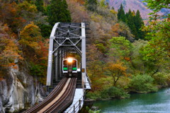 秋の只見線　第４橋梁