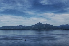 磐梯山と猪苗代湖