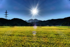 太陽と磐梯山