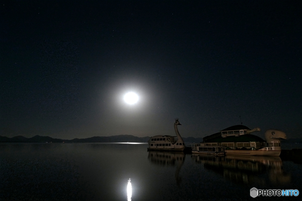 深夜の猪苗代湖