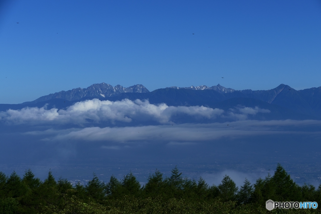 北アルプス槍穂高を望む２