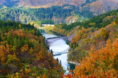 秋の只見線　第１橋梁