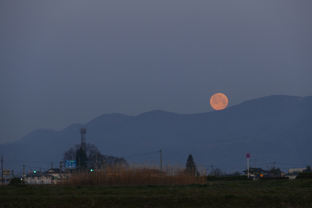 沈むピンクムーン