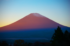 夕日を受ける富士