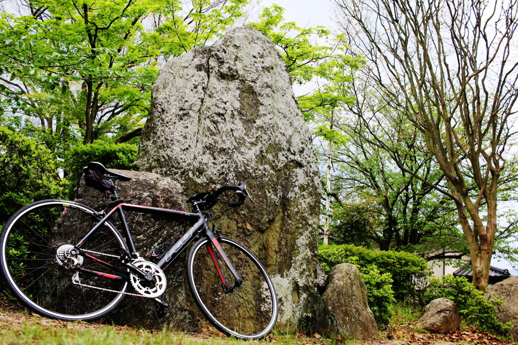 岩とロードバイク
