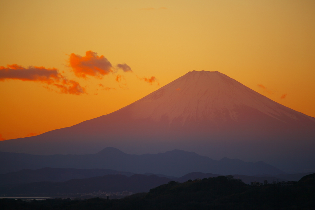 夕焼けの富士