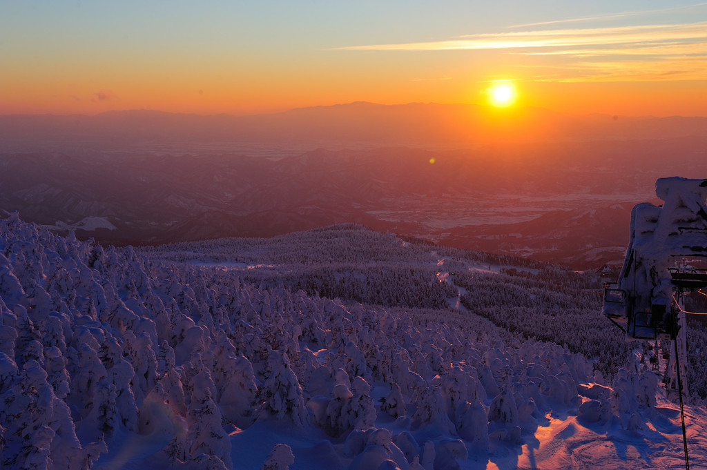 樹氷－夕日