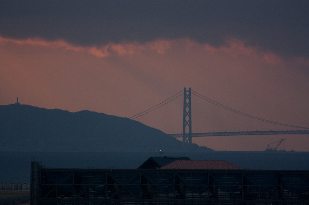 夕暮れの明石海峡