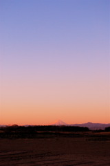 田園から遠き富士を望む