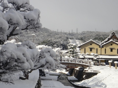 但馬國　出石城前　雪景色