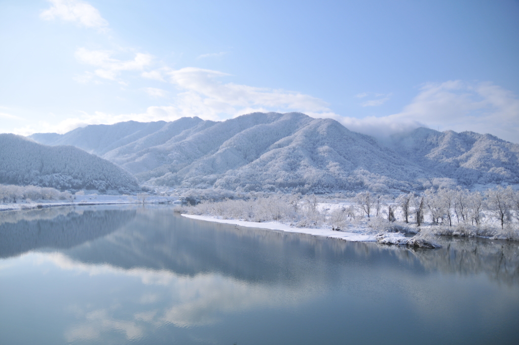 但馬國　円山川　雪景色