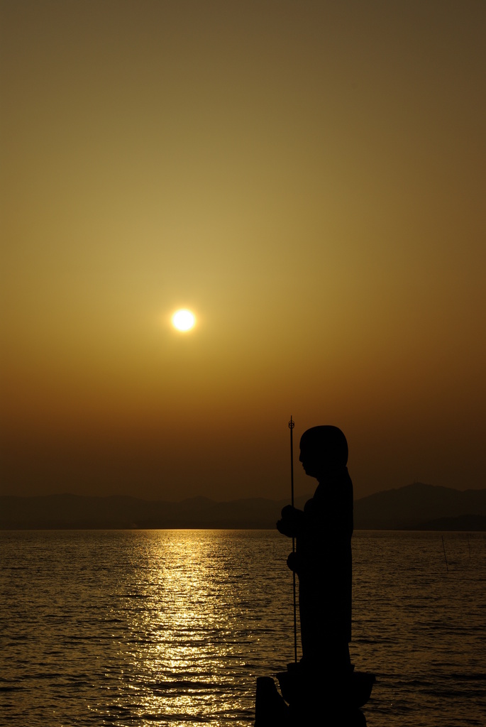 宍道湖夕日withお地蔵さん