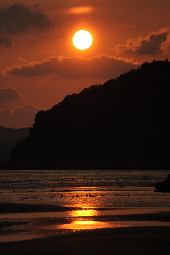 播磨灘に沈む夕陽