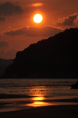 播磨灘に沈む夕陽