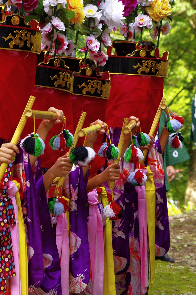ささらっこ（花笠）　神参り