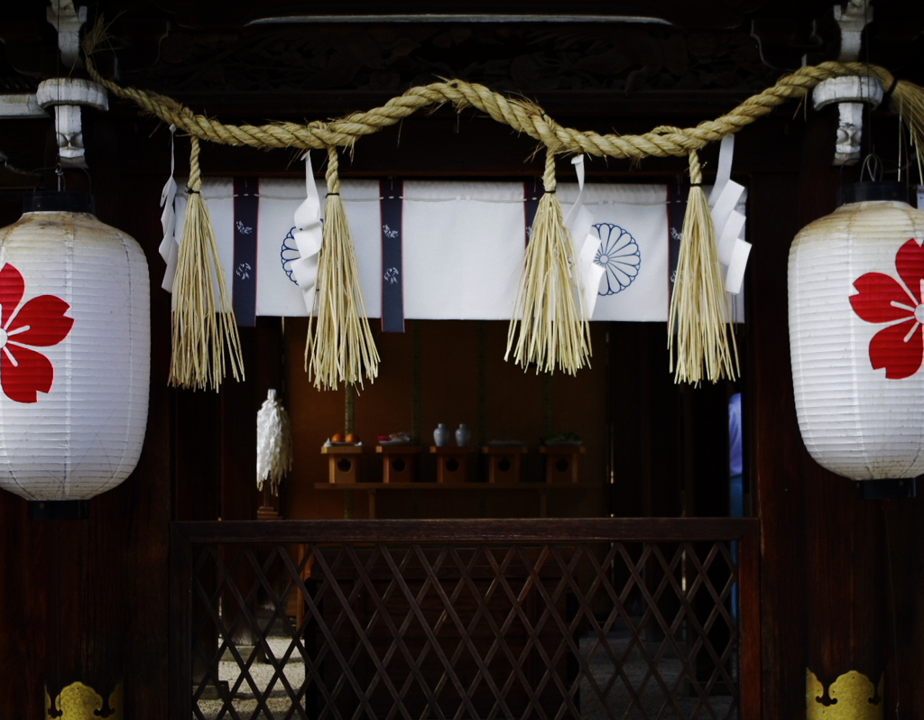 京都スナップ　桜 注連縄 平野神社