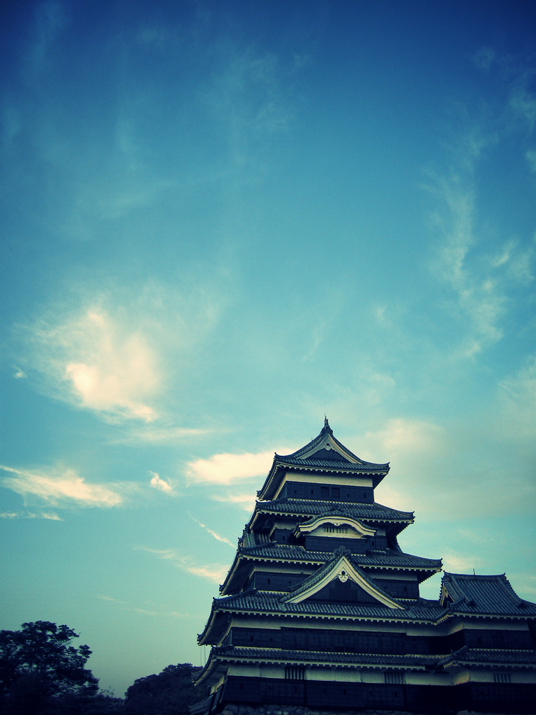 a castle in blue