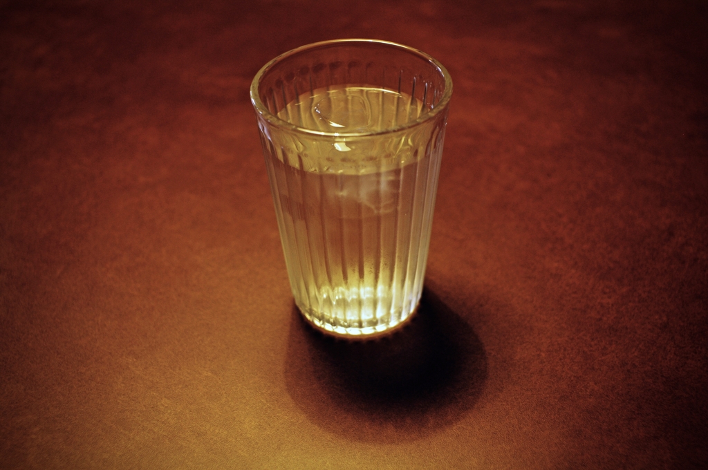 a glass of water