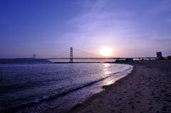 明石海峡大橋（夕陽）