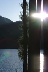 四尾連湖の朝日