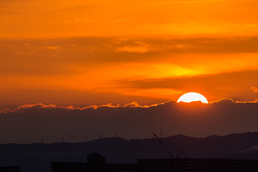 千里川の夕日