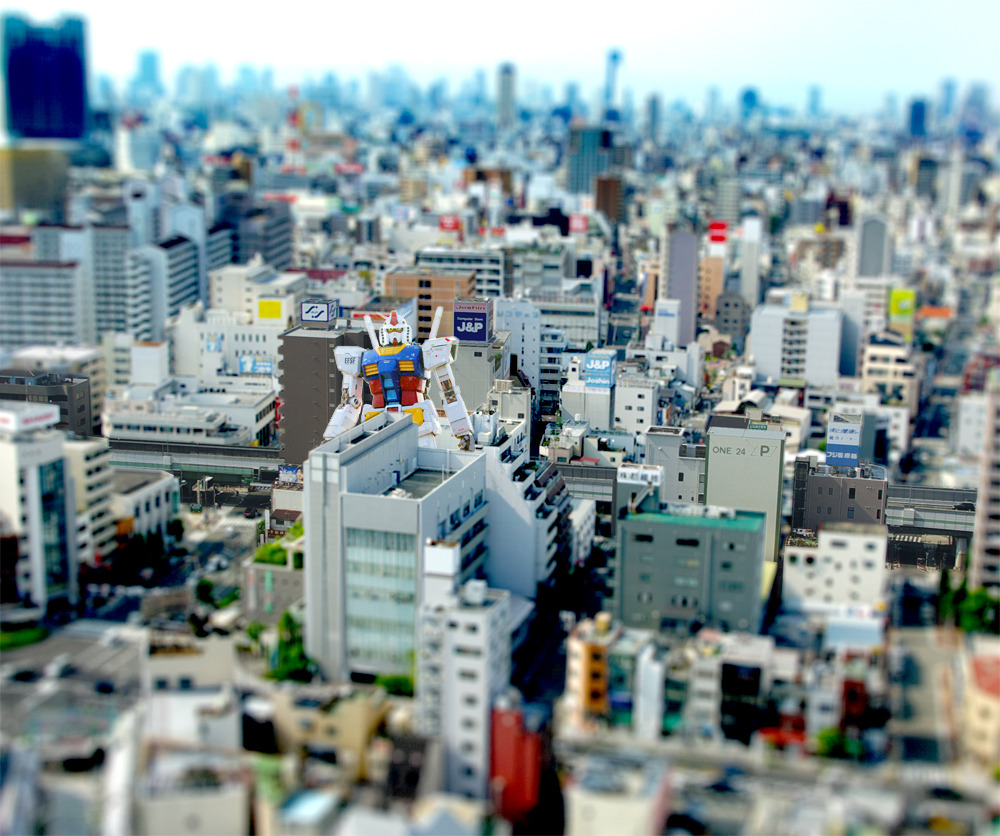 大阪の街並みをミニチュア風に