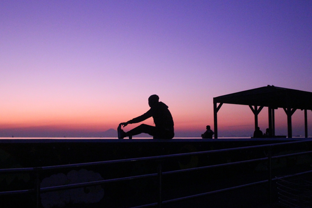 夕景のストレッチ