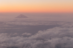夕日に映える富士