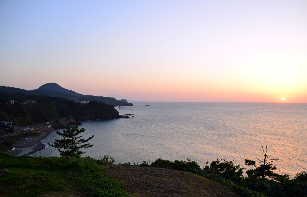 青海川駅と夕日