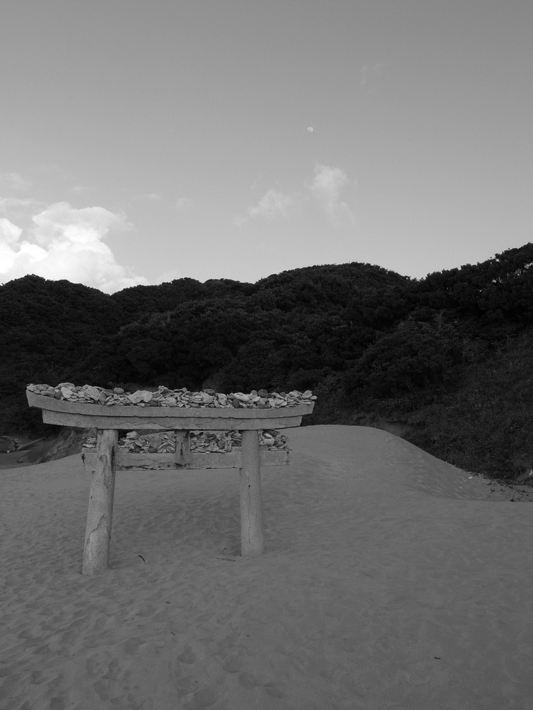 砂浜の鳥居。