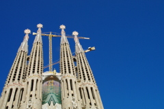 Sagrada Familia with blue sky