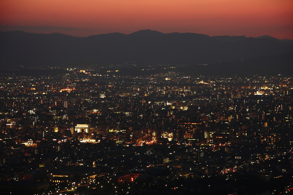 京都。夕焼け。