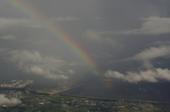 鹿児島上空の虹を上から