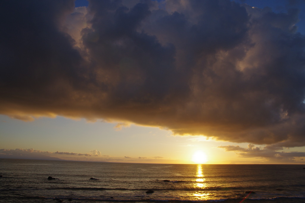 種子島の夕日と海