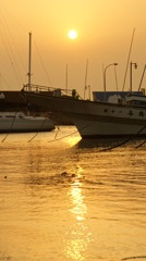 夕日と海