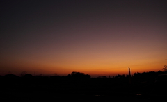 栃木県真岡市午後５時の夕景