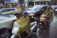 雨のバイク正装