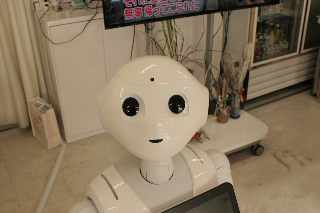 ペッパーがガンをくれる