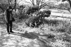 お母さんと散歩してるマック