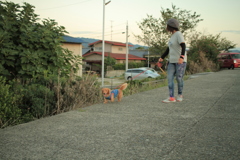 ルークも散歩中