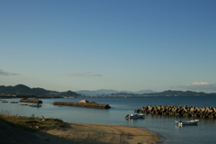 土曜朝、海、快晴