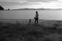 お母さんと散歩してるサーブ