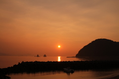 鹿島と夕日