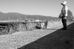 散歩してもらってるモモちゃん