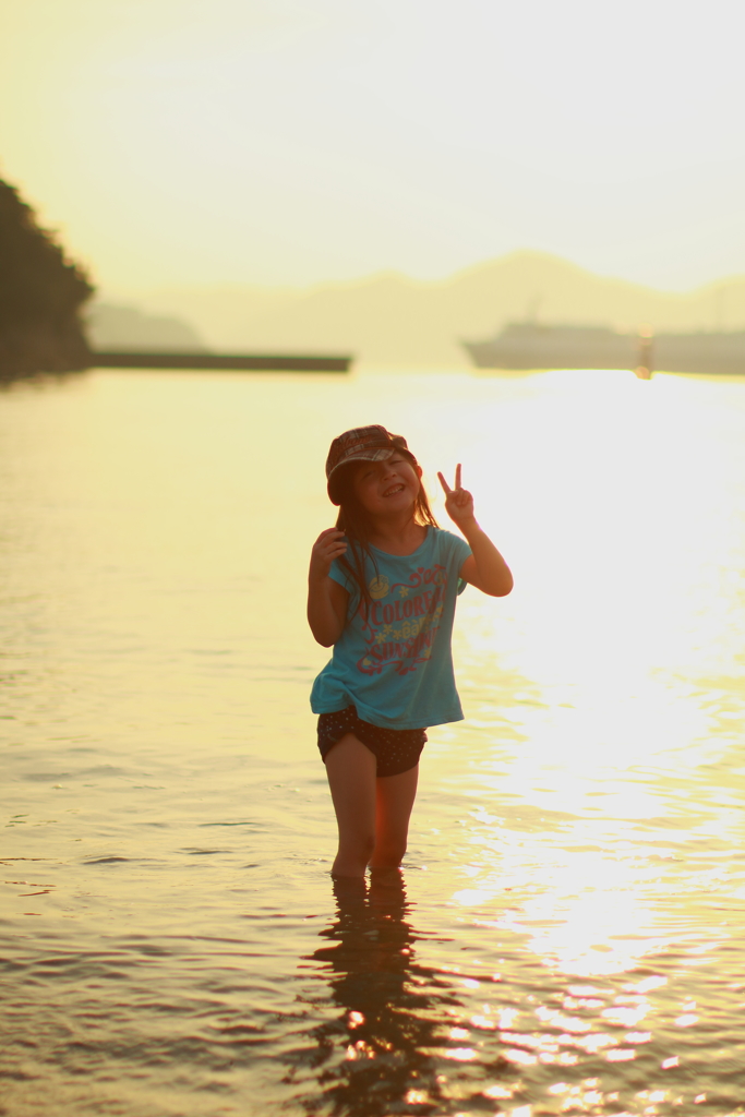 夏の夕暮れ。
