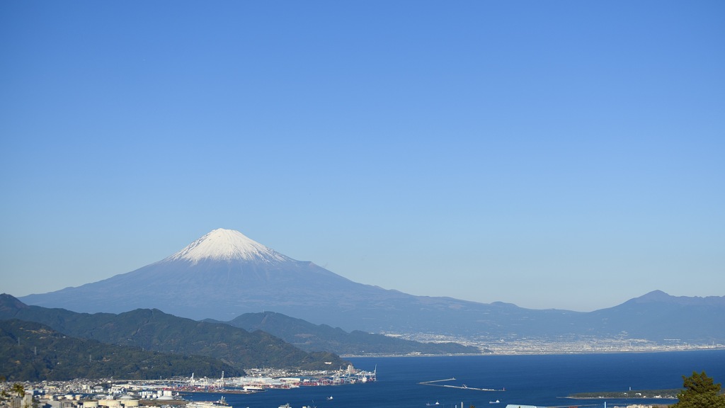 日本平からの富士山と清水港