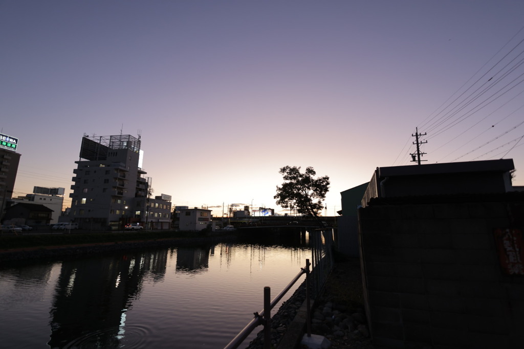 中川運河　夕焼け